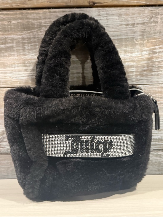 Juicy Couture Handbags - Juicy faux fur Plush Black  Tote with Rhinestone Accent